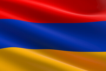 Flag of Armenia. 3d illustration of the Armenian flag waving.