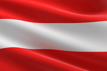 Flag of Austria. 3d illustration of the Austrian flag waving.
