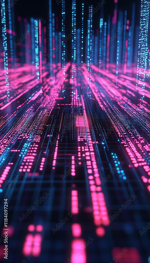 Poster abstract futuristic data flow, big data connectivity in a digital cyberspace. digital art