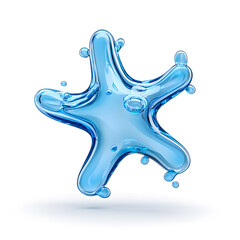 3d blue bubble in form of star icon isolated on white background