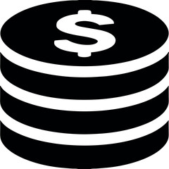 dollar sign with stacked coins icon symbolizing money, wealth, and financial growth, ideal for finance-related designs.