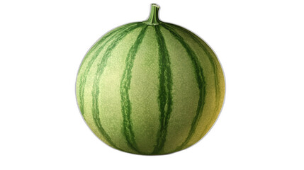 whole green melon isolated on white transparent background