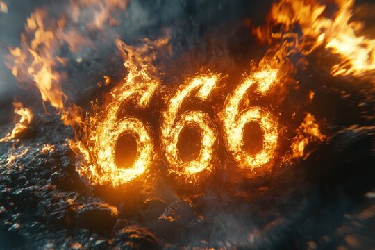 Fiery 666 Symbol: Dark and Intense Visuals