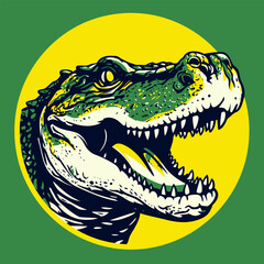 colorfull crocodile's head with an open mouth 