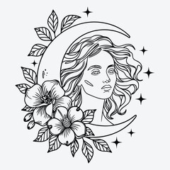 Moon Girls Celestial Girls Vector silhouette