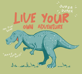 vector cartoon dino illustration for t shirt print 
