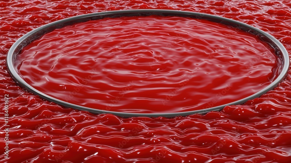 Poster abstract red liquid texture swirling glossy substance in a circular container