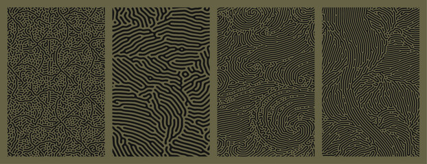 A set collection of abstract organic line turing patterns backgrounds