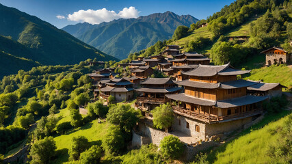 Obraz premium Secluded mountain villages with traditional architecture