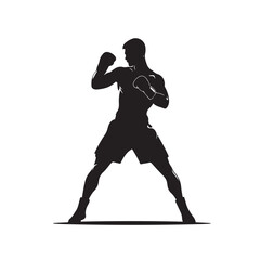 Man in Kickboxing Defense Position – Vector Illustration