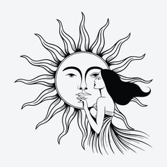 Moon Girls Celestial Girls Vector silhouette