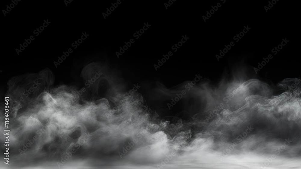 Aufkleber mystical fog and mist effect on black background creating an ethereal and dreamy atmosphere for arti