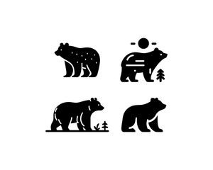 set of silhouettes bear logo