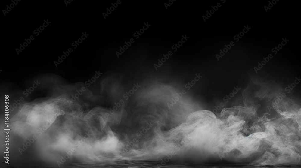Aufkleber ethereal fog and mist effect on a black background, creating a mystical atmosphere ideal for various