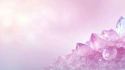 Sparkling pink crystals evoke a sense of serenity and healing, often used in spa therapies for energy balancing.