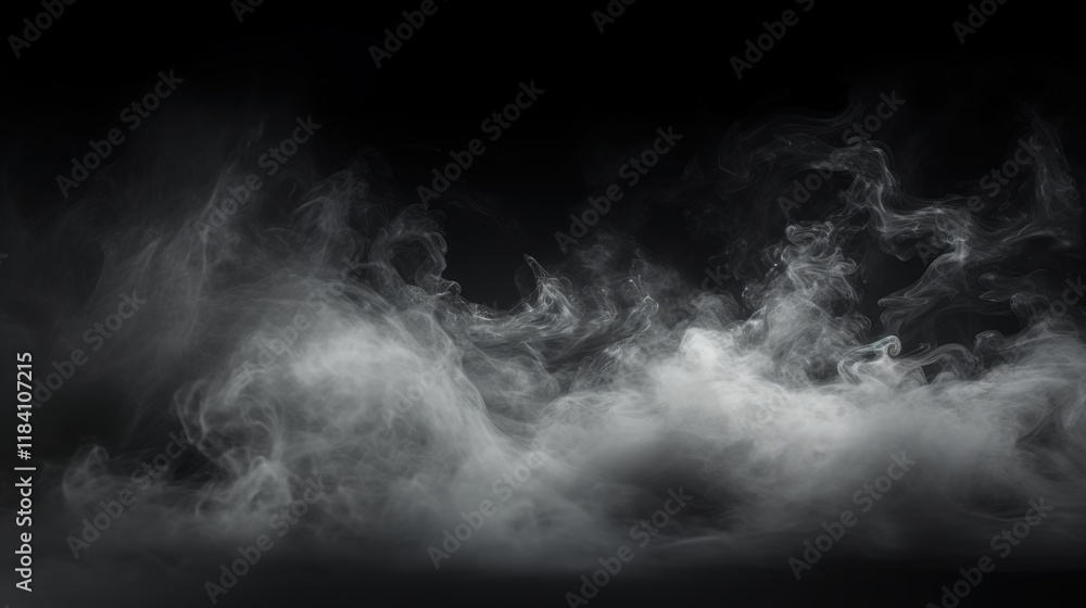 Poster mysterious fog and mist effect on black background creating an atmospheric and enigmatic nature scen