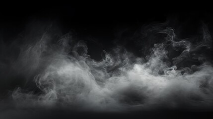 Fototapeta premium Mysterious Fog and Mist Effect on Black Background Creating an Atmospheric and Enigmatic Nature Scene for Creative Projects