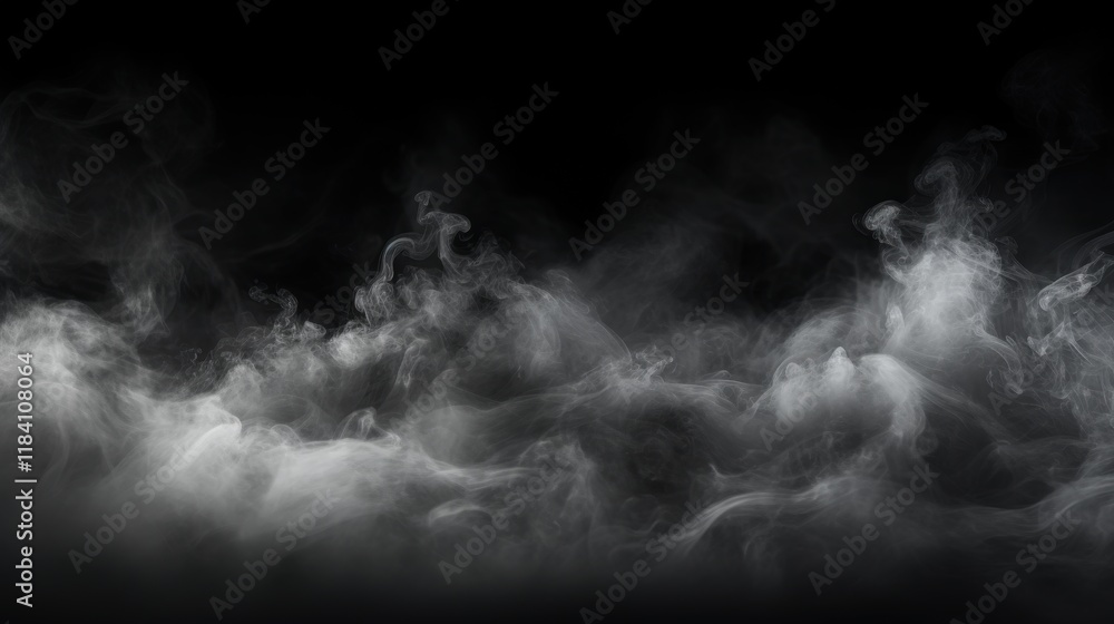 Poster ethereal fog and mist effect on black background for captivating visuals and atmospheric designs