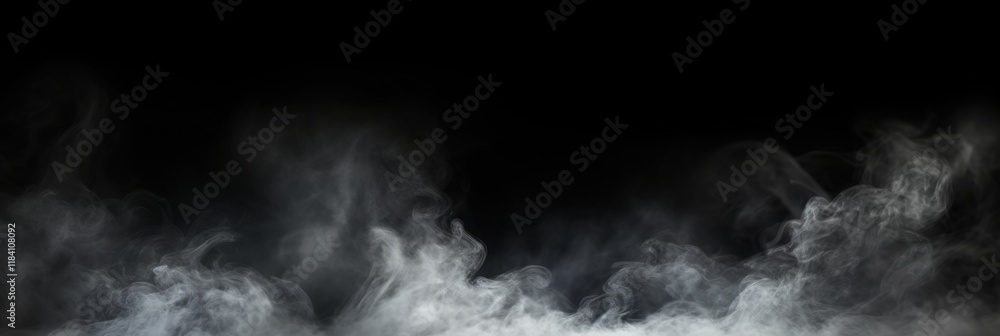Poster dark fog and mist effect on black background with soft texture and ethereal atmosphere for creative 