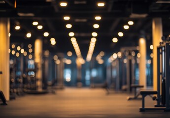 A gym with a blurry background and a few pieces of equipment