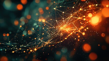 Fototapeta premium Abstract Network Connections: Glowing Nodes and Lines