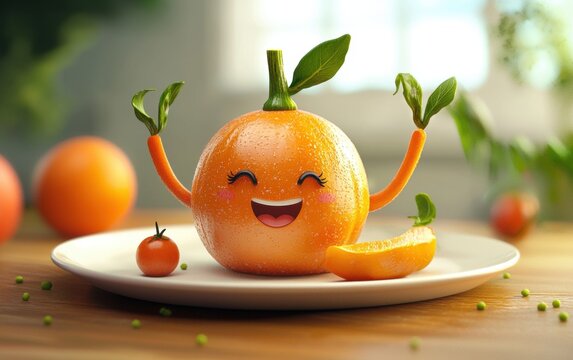 cute food charachter smiled and happy