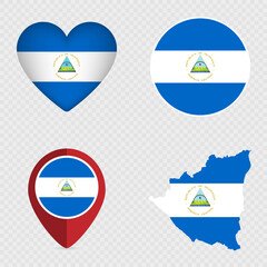 Nicaragua Flag Icons Pack. Vector illustration.