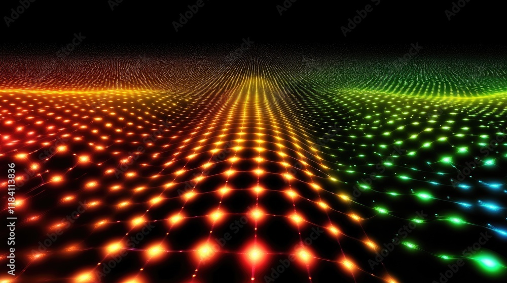 Poster abstract d grid with glowing points, representing technology, innovation, and data.