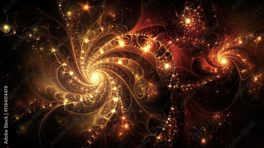 Poster abstract circular patterns with glowing accents, evoking focus and modern technology.