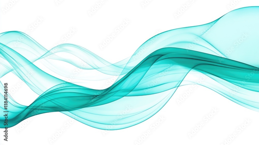 Poster abstract digital wave patterns in teal and blue, creating a sense of innovation and flow.