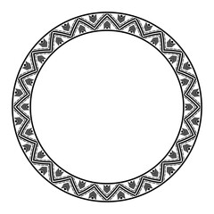 Vintage frame border ornament vector. Ethnic seamless round pattern. Mandala Floral Baroque. Classic antique ornate element. Decorative border for frame, textile, fabric, rug, tattoo, ceramic.
