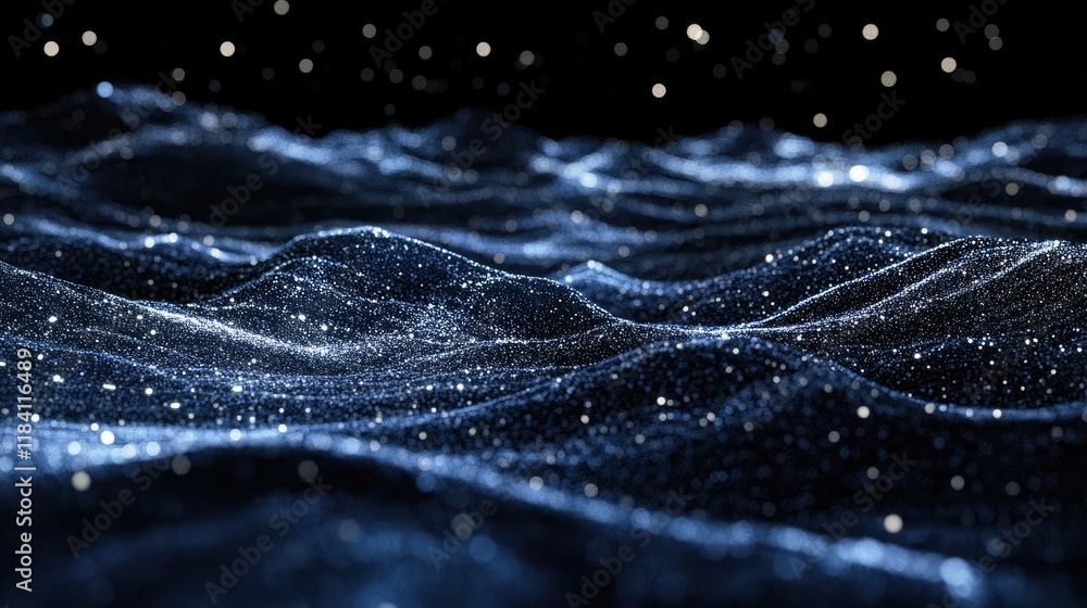 Poster abstract glowing lines and circuit-inspired patterns on a dark surface, symbolizing technological in