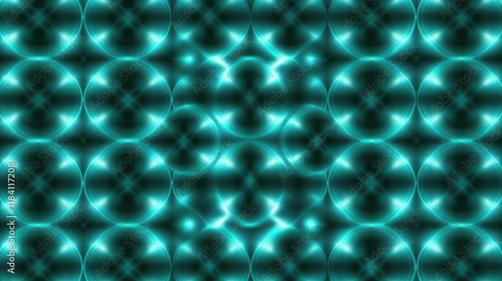 Poster abstract grid patterns with glowing nodes and futuristic designs in shades of green and blue.