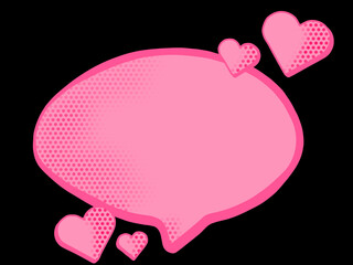 Happy valentine's day, Retro Pop Speech Bubble, halftone dots pink, black background vector 