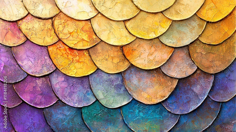 Poster colorful textured scale pattern with warm and cool tones on an artistic background