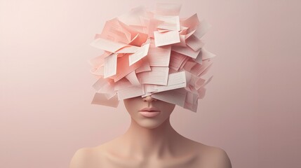 Surreal image of a human head made of paper, symbolizing the vulnerability of sensitive information and the risks of data breaches in the physical realm.