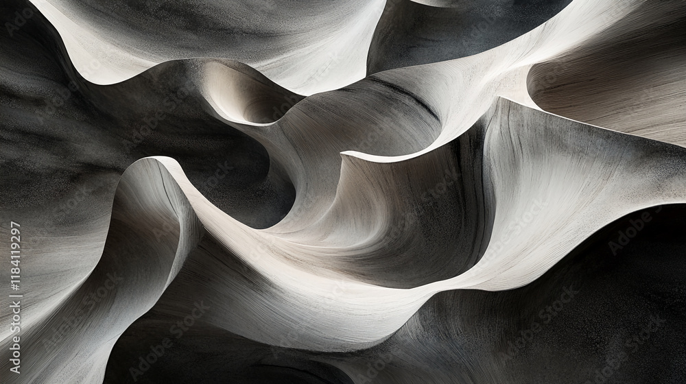 Aufkleber abstract wavy black and white texture resembling flowing natural patterns