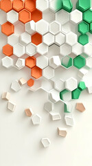 Abstract 3D Hexagon Pattern, Colorful Geometric Design, White Background, Modern Wallpaper