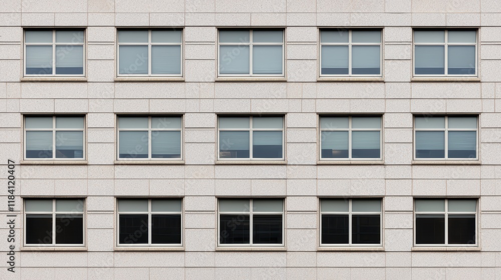 Poster modern office building facade with regular pattern of windows