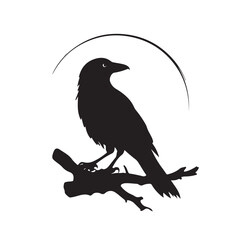 Crow Silhouette in Profile – Vector Art