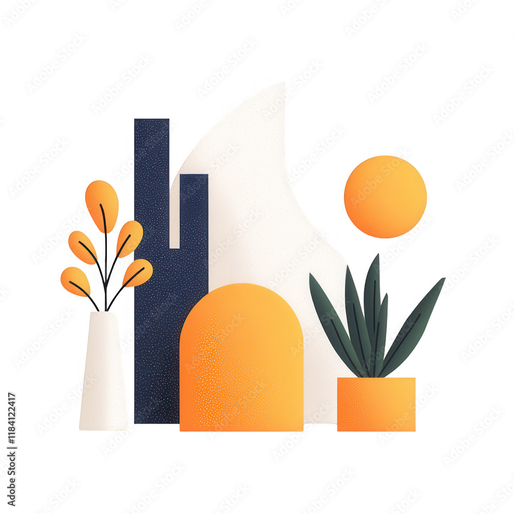 Poster abstract design featuring geometric shapes and vibrant colors for creative projects., isolated on a 