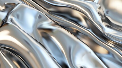 Abstract background of silver wavy fabric.