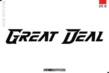 Typography Lettering Special Offer Design For Advertising Great Deal
