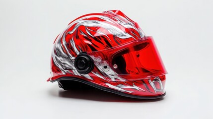 Fototapeta premium Vibrant Red Firefighter Helmet with Glossy Finish