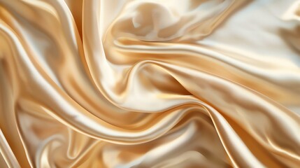 Fototapeta premium A close-up of a smooth, silky fabric in a golden color.