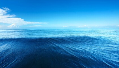 ripple wave blue ocean panorama with reflection open sea with clean sky