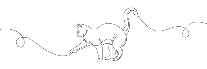 Cat continuous line drawing vector illustration. Pet illustration. Cute elegant cat drawn with a flowing line © polgin