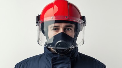 Firefighter with Protective Gear and Helmet