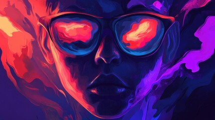 Abstract Portrait of a Woman Wearing Sunglasses