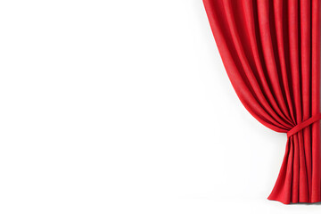 A red theater curtain mock up isolated on white background